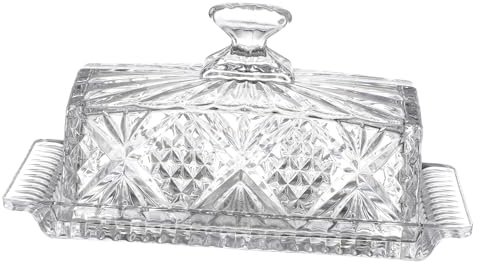 SOIMISS Mantequera de Vidrio con Tapa Elegante Diseño Rectangular para Almacenamiento de Alimentos y Mesa para Cocina y Restaurante