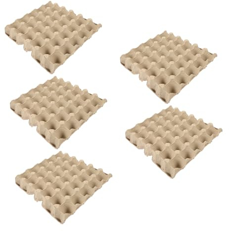 DECOMELODY 5 piezas Huevera de Papel Moldeado para Huevos Bandeja Apilable de Pulpa de Papel Segura y Reutilizable Diseño Compacto para Almacenamiento Nevera y Transporte Seguro