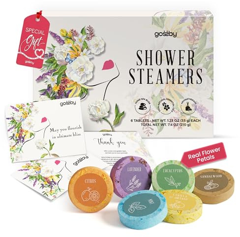 GOSSBY Bridal Shower Gifts for Bride Guests - Shower Steamers Aromatherapy (6 Pcs) -Wedding Birthday Stress Relief Gift for Women Wife Girlfriend - Natural Essential Oils Self Care Relaxation Home Spa
