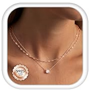 ORAZIO 2 Stück Kette Silber 925 Damen Goldkette | 14 Karat Vergoldet Silberkette Verstellbarer Zirkon Halskette Damen Gold Schmuck