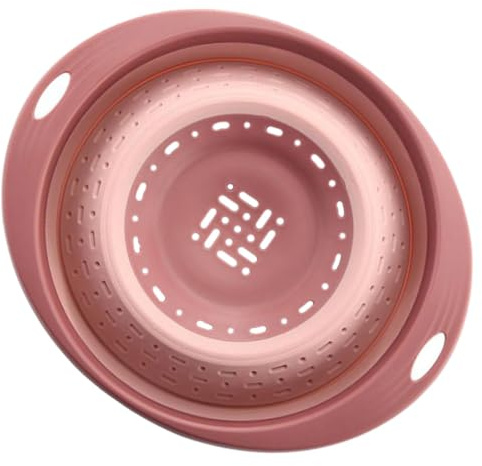 Toyvian Cestello Scolapasta Telescopico Pieghevole in Pp per Cucina, Cestino Portaoggetti Multifunzionale per Frutta e Verdura, Cesto da Lavello per Lavaggio e Scolatura, Colore Rosa, Uso