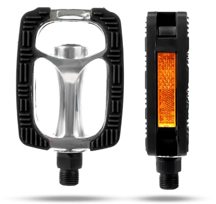 Pedali per bicicletta, classici, in alluminio e gomma, leggeri, con catarifrangenti, per città, trekking ed e-bike