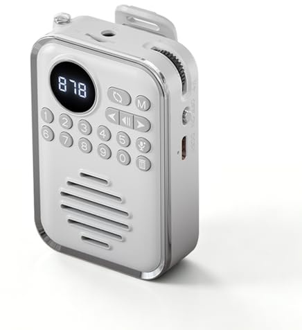 Radio FM personal de bolsillo portátil con altavoz Bluetooth, mini radio FM digital con clip, escaneo automático, recargable, compatible con tarjeta TF, emparejamiento TWS, altavoz de 5 W, conector