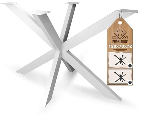 CM Furniture Gambe Per Tavolo Bianco Telaio del tavolo Spider altezza 72 cm - Forma A Stella - 70x72x120 cm - Gambe per Mobili DIY, Piedi, Struttura, Piedini per Tavolo da Soggiorno, da Conferenza