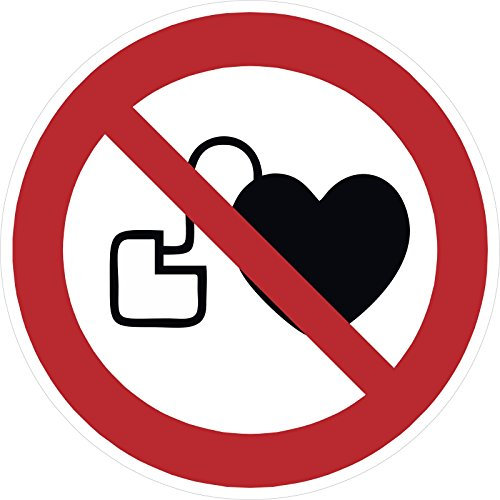 Schild 2mm Alu-Verbund ASR-A1-3 (DIN EN ISO 7010) P007 Kein Zutritt für Personen mit Herzschrittmachern oder implantierten Defribrillatoren 40 cm rund