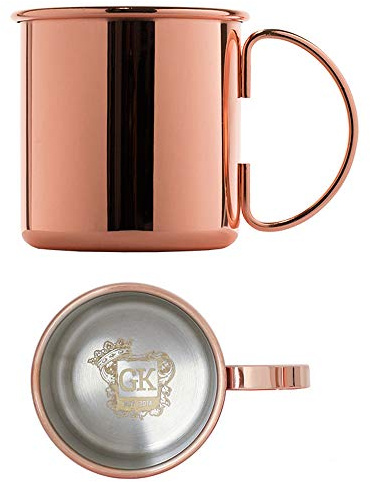 ALANDIA Tasse en cuivre Moscow Mule lisse | Acier inoxydable cuivré | Ne ternit pas, ce qui le rend facile à entretenir | Également idéal pour le gin tonic et comme cadeau