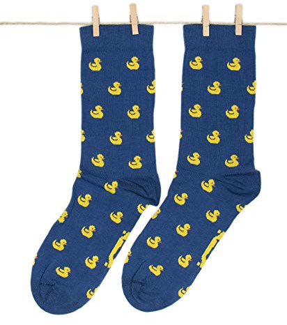 Roits Calcetines Patitos Azul Hombre y Mujer - Calcetines Divertidos de Dibujos Originales Regalo Estampados Animales Molones Chulos