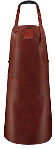 WITLOFT Lederschürze Classic, Handgefertigt aus 100% Rindsleder, 82,5x58,5cm, Kochschürze Cognac, An Hals und Taille verstellbar