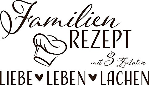 GRAZDesign Wandtattoo Wohnzimmer Familie Familienrezept mit 3 Zutaten, Lustig Sprüche Flur, Küche, Wandaufkleber selbstklebend, Wandsticker modern, 53x30cm, 080 braun