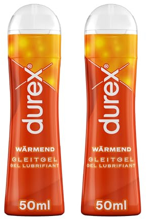 Durex Play Wärmend Gleitgel auf Wasserbasis - Sanftes Gleitmittel mit wärmendem Effekt in der praktischen Dosierflasche, (2 x 50 ml), 100 ml