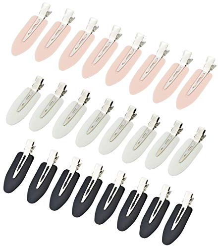 Wobe 24 Pcs No Bend Hair Clips Pin Curl Creaseless Clips No Crease Hair Clip for Hairstyle Bangs Finger Waves Makeup Application Hairdressing Hairpins Styling Clips for Hair Salon Black Pink White