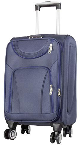 Trendyshop365 Weichgepäck Handgepäck Koffer Maribor 58cm 43 Liter 4 Rollen Zahlenschloss Blau