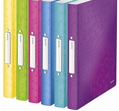 Leitz WOW Ringbuch für bis zu 190 Blatt, A4, 25 mm Rückenbreite, 2 D-Ring Mechanik 6 Farben