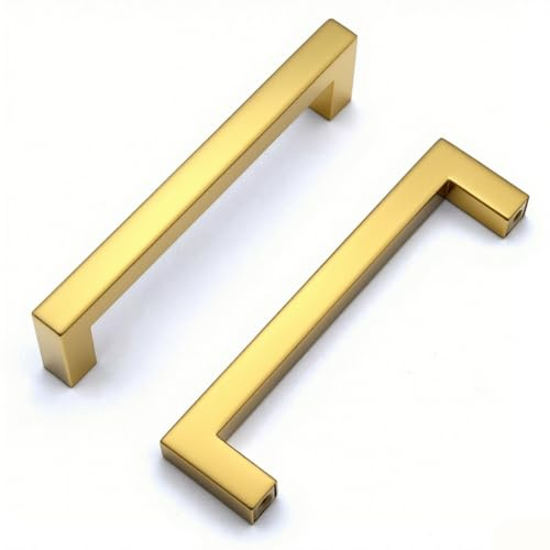 Drenky Möbelgriffe 2 Stück Schrankgriffe Lochabstand 128 mm, Griffe Gold Türgriff Edelstahl Mit Schrauben für Schublade, Schrank, Möbel und Küche