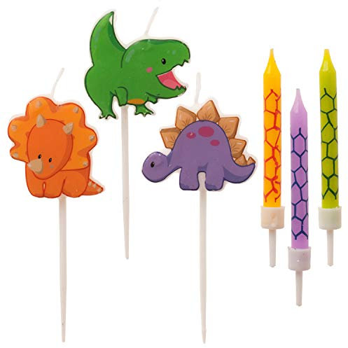 dekora 345407 Set di Candele Compleanno Originali per decorazioni per torte di Dinosauri - 15 Candeline Compleanno