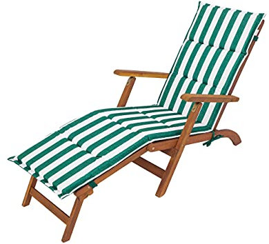 HOBBYGARDEN Sonnenliege & Liegestuhl Auflage – Outdoor Kissen für Gartenliege & Gartenmöbel | Komfort-Polster für Garten & Terrasse | 182x42x4 cm, Grün mit Streifen