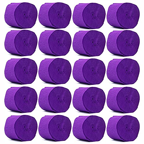 ANCLLO 20 Rollen 3,5 cm x 10 m Krepppapier Party Luftschlangen Hintergrund hängende Dekorationen für Geburtstagsparty, Hochzeit und Festival Dekorationen (Violett)