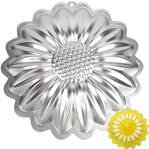 SADYFON Moule à gâteau en aluminium en forme de tournesol pour décoration de gâteau d'anniversaire, anniversaire de mariage, fête