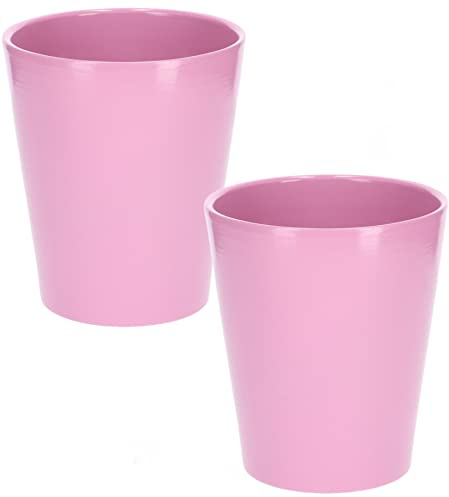 KOTARBAU® 2er Set Keramik Blumentopf Übertopf für Orchideen H 150mm ⌀ 120 mm Hellviolett