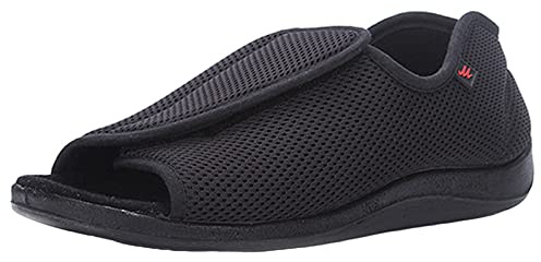 Zapatillas Ajustables para Hombres Y Mujeres Zapatos para Diabéticos con Pies Hinchados Extra Anchos Transpirables Antideslizantes De Gran Tamaño,Negro,43 EU