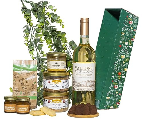 COLIS GOURMANDS - Cesta recortada - Caja gourmet para regalar - Cesta gourmet - Ideal para regalo del Día de la Madre, Día del Padre, Cumpleaños, Navidad, Retiro - Cesta tapizada