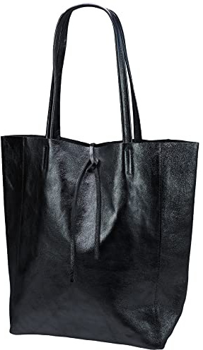 SH Leder ® Damen Echt Rindleder Shopper mit Innentasche in vielen Farben Schultertasche Henkeltasche 37x29cm Kora G266