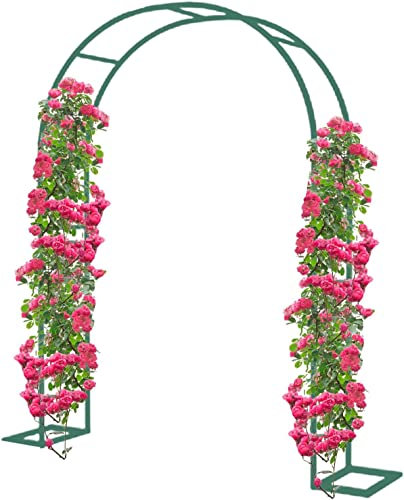 Zwpily Arche Jardin Aluminium Largeur, Arche À Rosiers Métal, Filet À Plantes Grimpantes, Filet de Treillis, pour Récolte de Concombres, Légume, Vignes, Plantes Grimpantes,Vert,W1.4mxH2.3m