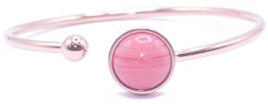 ZARZAMORA -Pulsera de piedra Natural y Acero Inoxidable Flexible y Ajustable-Piedra Gema Curativa Energética - Amuleto de Protección- Regalo Original(Jaspe rosa, Acero inoxidable chapado en oro rosa)