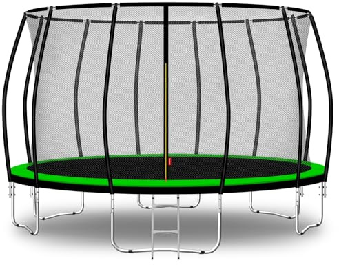 Baunsal® Trampolin Outdoor Ø 457 cm (FGIS) hellgrün-schwarz als Komplettset Gartenspielzeug Kindertrampolin Gartentrampolin rund Garten Spielzeug für Kinder