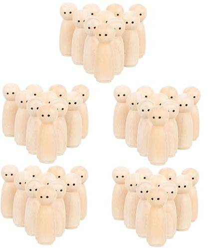 EXCEART 50 Stück DIY-Puppe Peg Puppe Engel Holz Körper Holzpflockpuppen Mit Augen Engelspuppen Aus Holz Peg-puppenkörper Leere Stiftpuppen DIY Malpuppe Haushalt Hölzern Vati Puppe Puppe