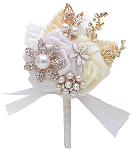 RWRAPS Hochzeits-Brosche, Ansteckblume und Ansteckblume, Set, Abschlussball, Geschenk für den Bräutigam, goldenes Blatt, Anstecknadel, Hochzeit (Golden A)