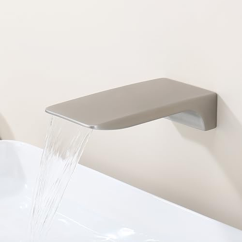SevenGelok Wasserfall-Wannenauslauf Badewannenauslauf für Badewannenarmatur SUS304 Edelstahl & massives Messing Badezimmer Wanne Wasserhahn Ersatz Hoher Durchfluss Duschauslauf Gebürstetes Nickel