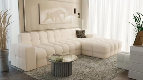 Verona Idee Ecksofa Rio -TENZA- Sofa zum Entspannen Moderne Stil - Ottomane Links-Rechts - BEIGE/XL-378 * 170 * 79