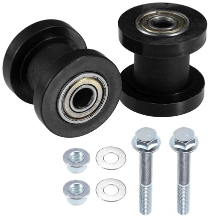 Hihaha Kettenrollenspanner Für Motorrad/ATV, 8 Mm, 2 Stück Schwarz | Material Kunststoff, Metall, Innendurchmesser 8 Mm, Gewindegröße M8x1.25, Geeignet Für KLX110, XR125, SSRC, RF50, Pitbikes