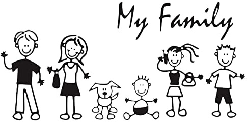 Quzente Familien Autoaufkleber, Aufkleber Meine Mama Papa Kinder Hund, Einfache Zeichnung Familien Autoaufkleber Aufkleber Zum Abdecken Von Kratzern Für Autofenster, Tablets