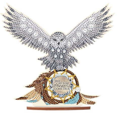 DCIDBEI 5D Diamond Painting Tisch Deko Eule Aufsteller Owl 13x19cm | DIY Diamant Malerei Tisch Dekoration Eule Diamond Painting Tischdekoration Diamond Painting Ornament Tiere Eule Mosaik Kunst
