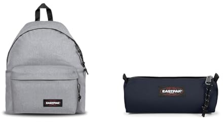 EASTPAK PADDED PAK'R Sac à Dos, 27 L - Sunday Grey (Gris) & BENCHMARK SINGLE Trousse, 27 L - Ultra Marine (Bleu)