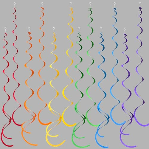 36Pcs Arc-en-ciel Tourbillonnantes Guirlande Décorations de Fête Ccoloré en Feutre Suspendue Banderole de Plafond en Spirale pour Anniversaire Bapteme Mariage Carnaval Fiesta Festival Decor Fourniture