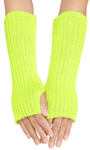 Winter Armstulpen Handschuhe Damen Pulswärmer Strick Halb Fingerlose Fäustlinge Warm Handwärmer Armwärmer für Damen Lang Fingerlose Armstulpen Pluswärmer Handstulpen Fingerlose (Gold, One Size)