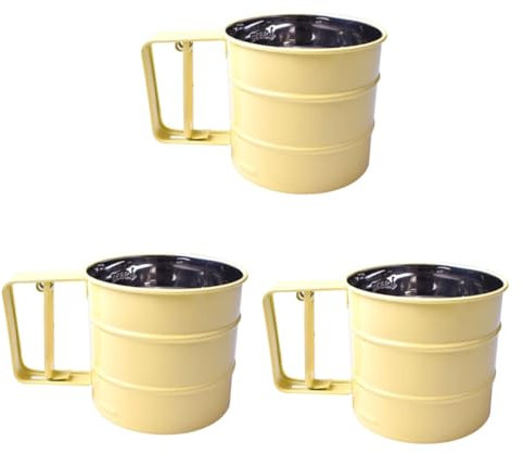 Garneck 3pcs Stainless Steel Mesh Sieve Cup Fine Mesh Flour Sifter for Cooking Baking Filter Hand Held Flour Sifter Strainer Random Color