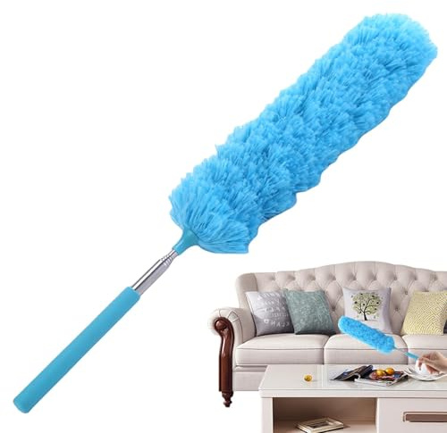 Staubwedel Teleskop Waschbar, Staubwischer Mikrofaser Bis 88cm Länge, Staubwedel Lang Ausziehbar Mikrofaser, Staubmagnet Verbiegbare Staubfänger Spinnenwebenentferner Für Hohe Decken Deckenventilator