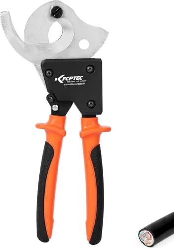 KF CPTEC Ratchet Cable Cutters Effortless up to 300mm²(AWG 600MCM) Ratcheting Wire Cutter for Electrical Aluminum, Copper & Multi-core Cables, Clean Cuts with No Fray