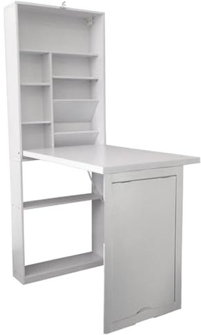 Floor Standing Fold Out Desk,Multifunktionale Home Officeworkshop Tisch,Mit Lagerregalen,Versteckter Schreibtischschrank,Platzsparender Handwerksschrank Ausklappbarem Tisch,Ausziehbarer Schreibtisch(W