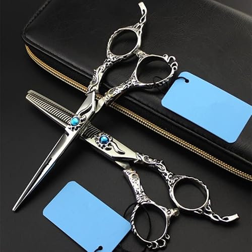Haarschneideschere, 6 Zoll, professionelles Japan 440C Sonnenblumen-Haarscheren-Schneide- und Friseurscheren-Set