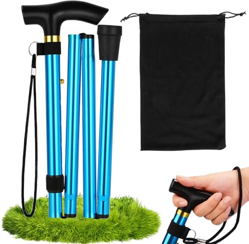 5 Gears Foldable Walking Stick, Walking Sticks for Men & Women of Aluminum Alloy Material Is Lightweight and Easy to Install, Walking Stick Can Effectively Assist Balance and Reduce Leg Pressure