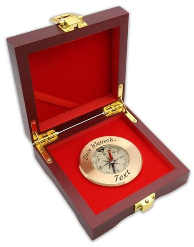 SonKo® Kompass mit Gravur Kompass personalisiert – Antik Optik nautischer funktionsfähige Maritime Deko aus Messing. Konfirmation Geschenk Kommunion (Mit Personalisierung)
