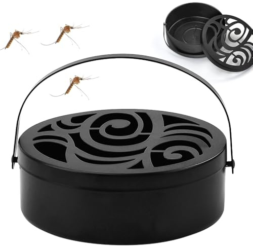Beweglicher Mückenspirale Räucherspiralen Halter Tragbarer Mückenspirale | Behälter Schwarz Moskito Spulenhalter Räucherstäbchen Halter Metall Räuchern Halterung Mosquito Coil Holder, für Haus