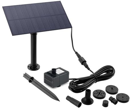 Fontaine Solaire Pompe d'aquarium 5 W 5 V Décoration de Jardin avec Piquet Panneau d'alimentation Solaire Pompe à Eau Kits d'énergie d'arrosage pour Décoration Jardin