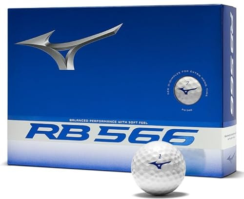 Mizuno RB 566 Golf Balls 12 Pack | Soft Distance Golf Balls for Men & Women | Long Flight, Low Spin, High Launch | Durable Ionomer Cover with 566 Dimple Design (White)