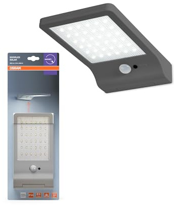 Osram Door LED Solar Sensor 4000K, LED Solarleuchte, IP44, 3W, 320 lm, Bewegungssensor, Solar-Akku, Silber, Wandmontage